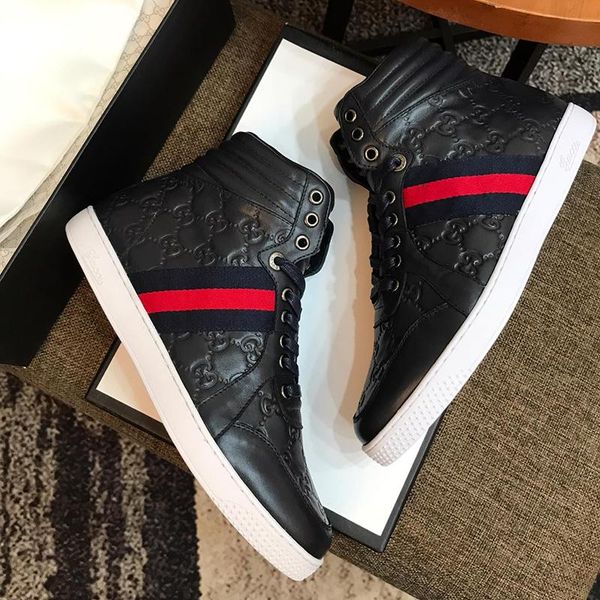 

мужчины '; s ace подпись high top sneaker мужская обувь корабль падения новое прибытие дышащая обувь lace -до удобная роскошные мужчины boot, Black