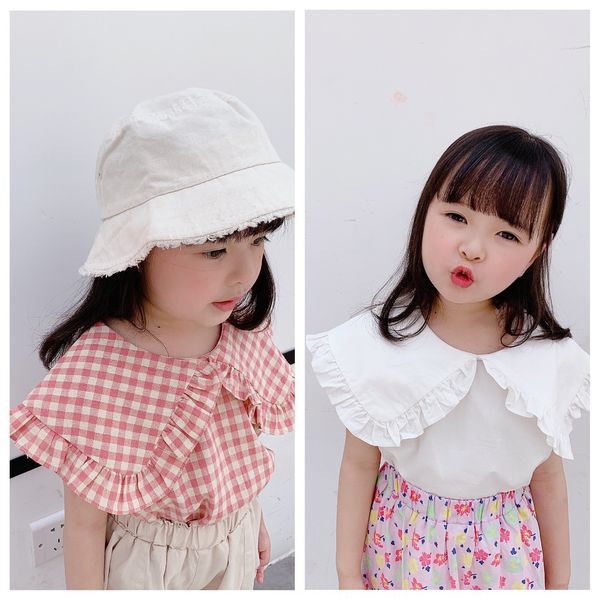 

adbaby children's wear 2020 new girls' korean style summer lace lapel short lace children's clothing shirt sleeve shirt 20560, White;black