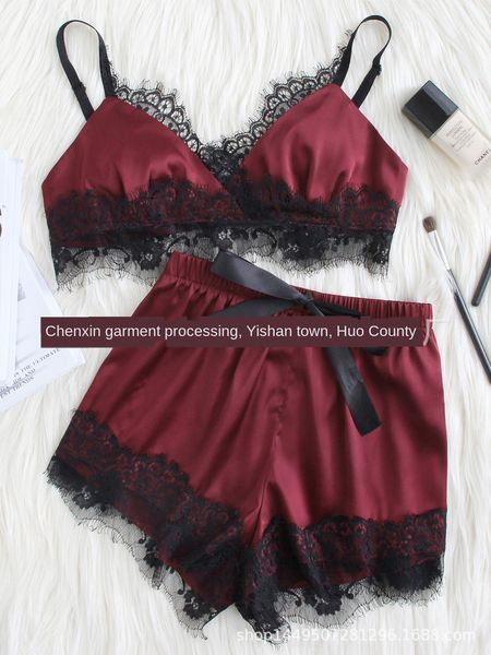 

split pajamas suit underwear underwear pajamaslace pajamassplit lace pajamas suit, Black;white