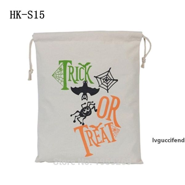 

halloween decoration 100pcs/lot halloween drawstring bags canvas present bucket personalized party basket 9 styles