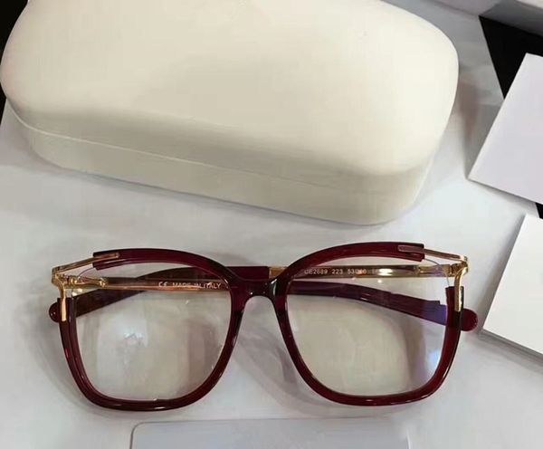 

2020 qualtiy ce2689 elegant women designer glasses big square frame metal and pure-plank full-set case for prescription galssses oem