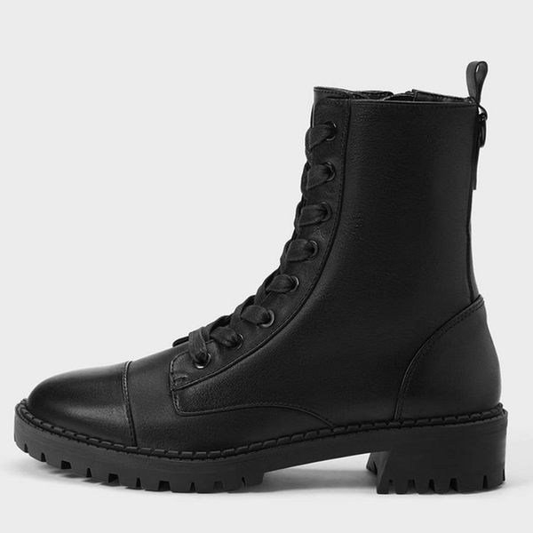 

autumn classic black retro women boots 2020new fashion platform leather ankle boots for women botas de mujer