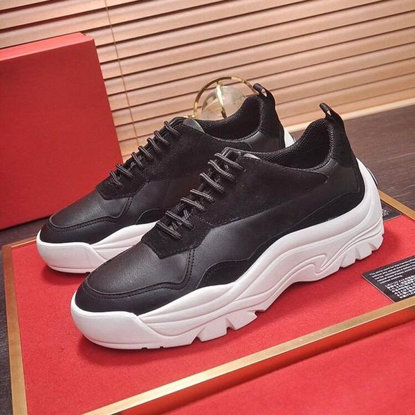 

fashion classic gumboy calfskin sneaker mens shoes zapatos de hombre vintage footwears breathable lace -up chunky sneakers men casual shoes, Black