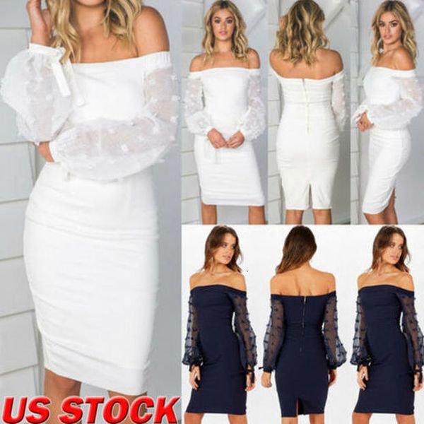 

2020 women's off shoulder long sleeve bodycon evening club party midi dress drop shipping, Black;gray