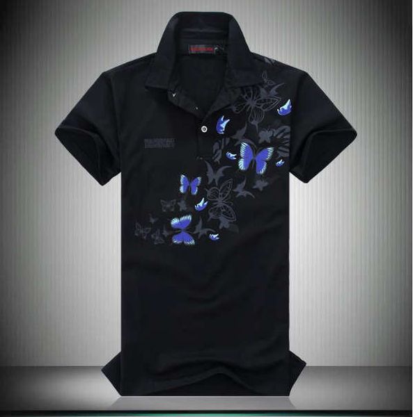 

2020 summer new men's designer chinese style c printed butterfly polo shirts with lapels and short sleeves high quality, White;black