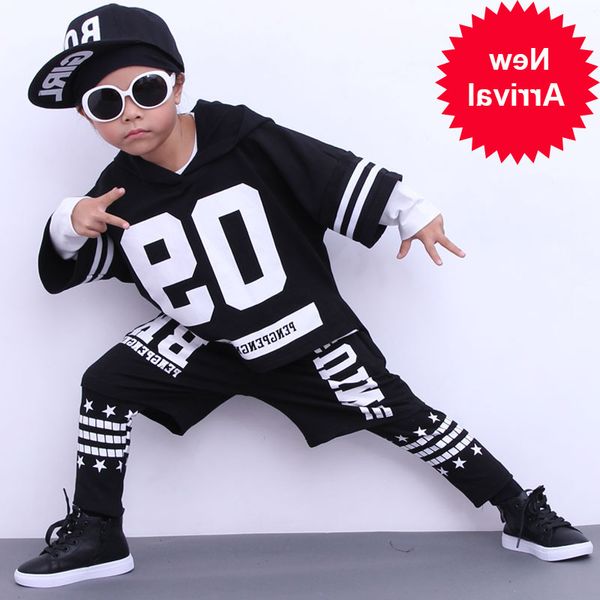 

set boys clothes 2pcs kids sport suit children dance wear for boy age 5 to 15 years teenagers hip hop clothing set, White