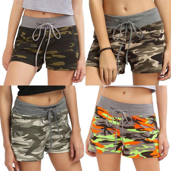 

женщины ruffled tie fringe сыпучего бич брюки waistband waistline soft comfort нашивка печать крашение спортивных повседневные шорты # 2101, White;black