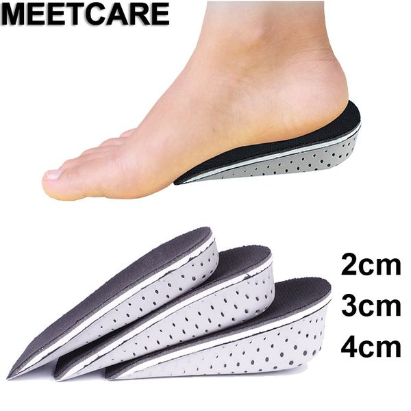 Aumento da altura Dentro de palmilhas invisível Metade Memory Foam Valgo ortopédico Pés Pad Elevador Foot Care fascite plantar Cushion