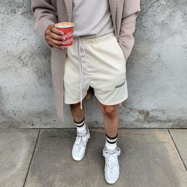 

fog trendy fear mens god essentials line double pants shorts brand high street crotch mesh of popular stjkc, Black