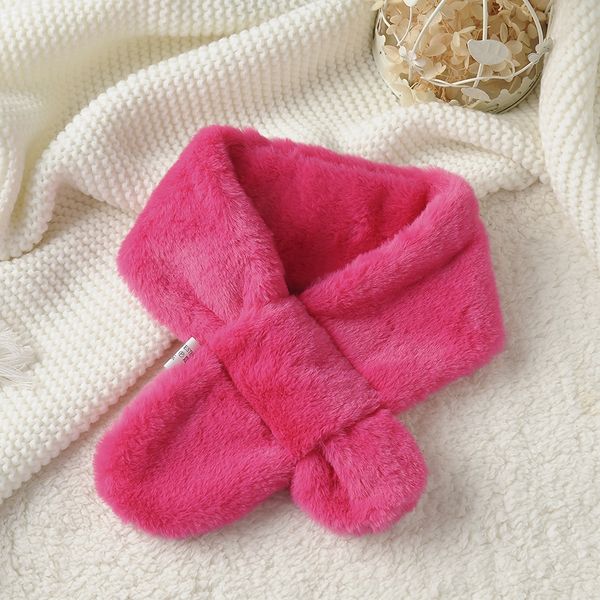 

детский новый все-матч корейски сплошной цвет мужской и женской плюшевых теплый scarfscarf свет пластины имитация меха кролика теплый шарф, Red;brown