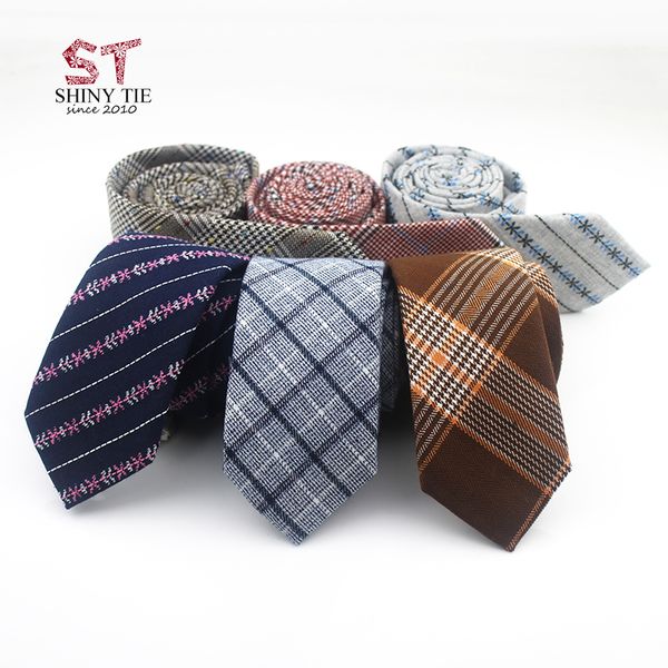 

new design european style cotton wool tie for men business 6cm striped plaid soft small ties cravat dress accessories gift, Black;gray