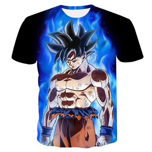 

mens summer t-shirts 3d print anime goku tees fashion casual clothes slim fit male tees, White;black