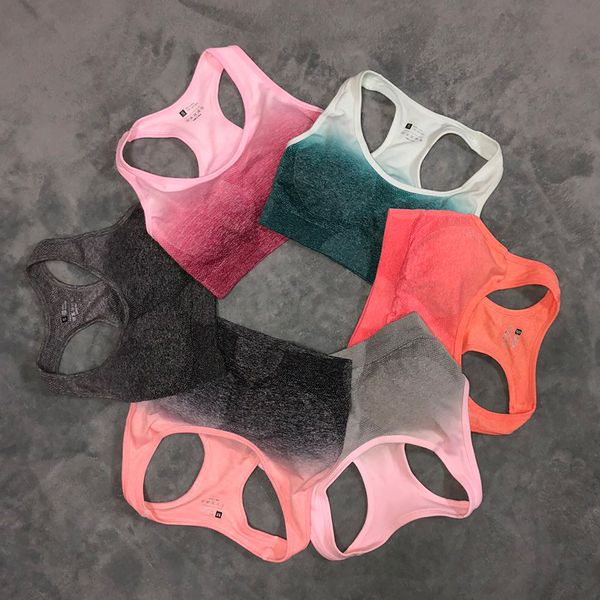 

seamless yoga bra women sportswear push up running sports bra padded training workout brassiere sport femme fitness gym bra, White;red