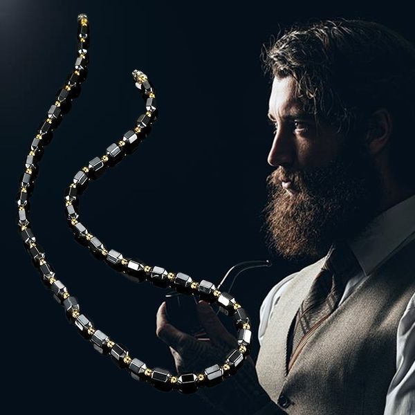 

2020 men black hematite magnet gold necklace beads magnetic therapy care stainless steel necklaces korean fashion collar hombre, Silver