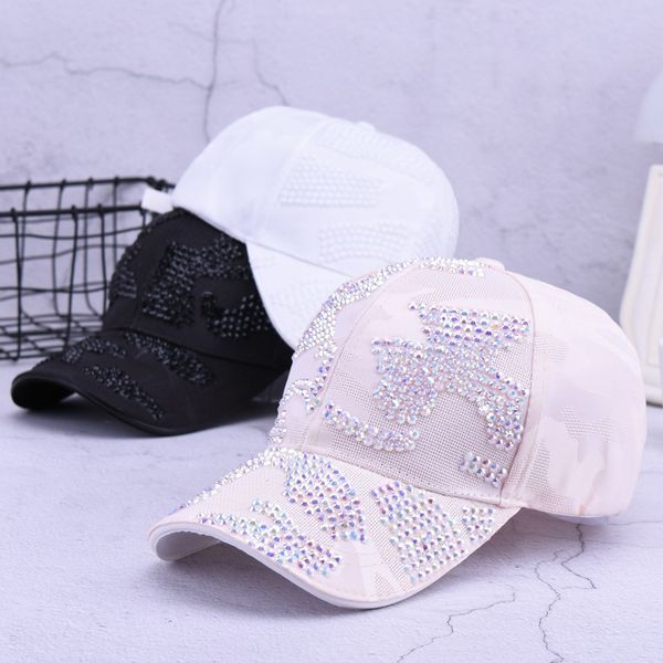 

hat female summer korean style outdoor all-match trendsetter sun hat diamond rhinestone rhinestone baseball cap leisure baseball cap, Blue;gray