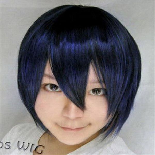 

cosplay qingfeng big fai short black & blue mixed straight wig