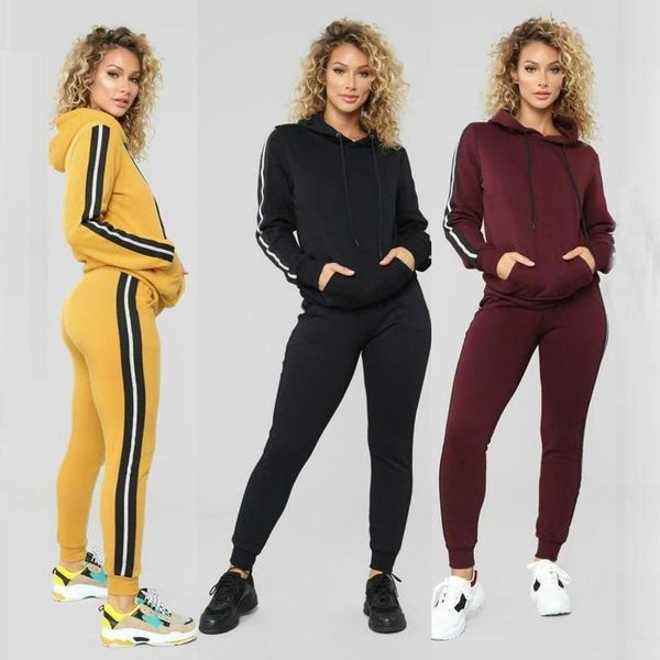 

women's sports suit two-piece set autumn fashion new pullover long pants pocket fleece pocket fashion casual set clothes, Gray