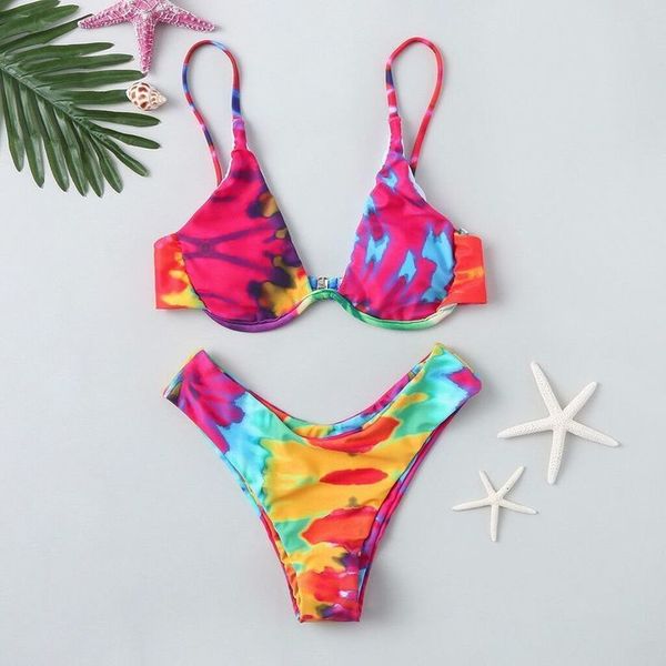

tie dye бикини mujer 2020 раздельное купальник push up бразильское бикини установить sexy купальники женщины бинты high leg купальный костюм, White;black