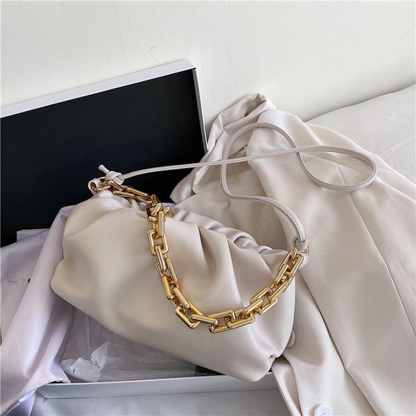 

women bag pu leather thick chain cloud handbag fashion shoulder underarm bag chain women bag shoulder