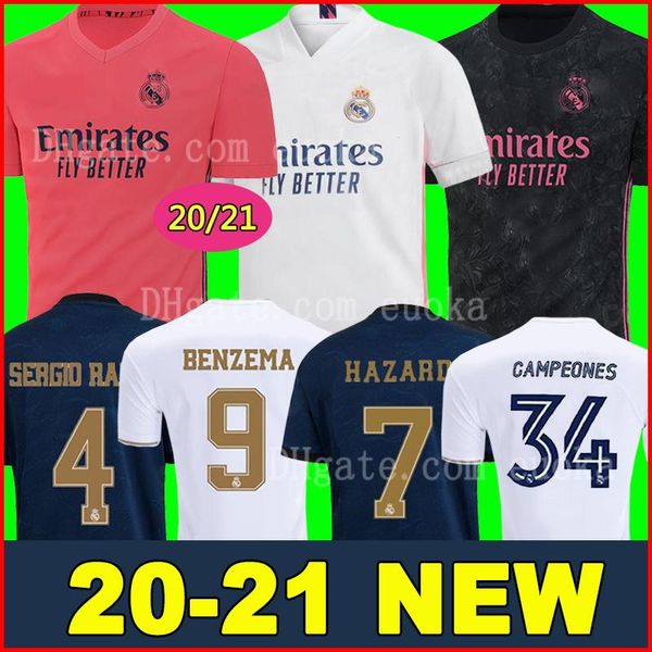 

2020 2021 REAL MADRID jerseys 19 20 21 soccer jersey HAZARD SERGIO RAMOS BENZEMA VINICIUS camiseta football shirt uniforms men + kids