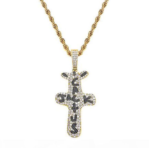 

14k iced out ins cactus jack pendant necklace hip hop micro pave cubic zirconia simulated diamonds pendant necklace, Silver