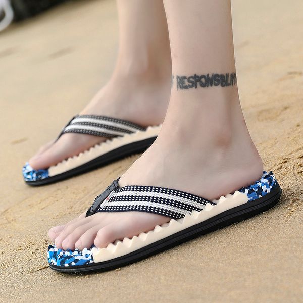

slippers summer men flip flop shoes beach holiday sandals non-slide male flats casual chanclas, Black