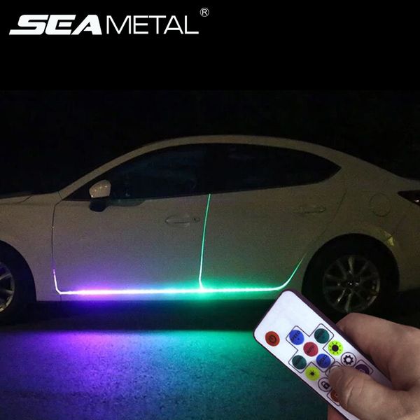 

car led 12v lights door light universal flexible strip waterproof light automobiles door welcome lamp remote control accessories