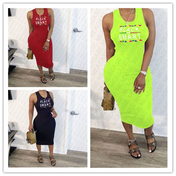 

black smart letter print women summer dress designer dresses bodycon dresses sleeveless beach casual pleated dress clothes s-xxl d7608, White