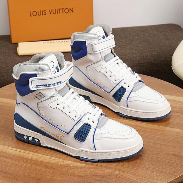 

breathable mens shoes sneakers fashion boots luxury mens shoes professional training design with box bottes hommes trainer sneaker mid, Black