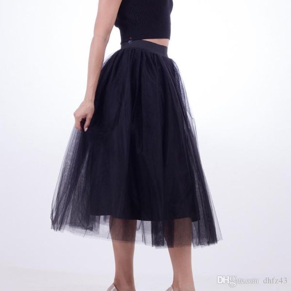 

summer women tulle skirt pleated skirt black high waist skirts thin chiffon mesh yarn loose long skirts women #t2g