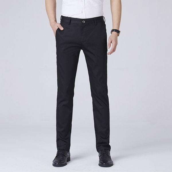 

2020 formal men pants summer big size straight regular 95% cotton casual trousers, Black