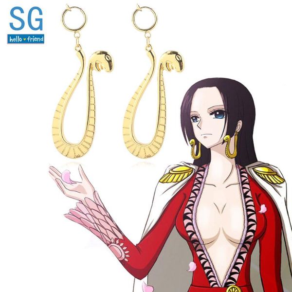 

sg gold one piece drop earrings boa hancock snake hankok luffy earrings keyring girls jewelry gift, Silver