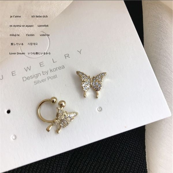 

2020 new romantic cubic zirconia butterfly clip on earrings for women girl sweet jewelry fashion princess birthday gift, Silver