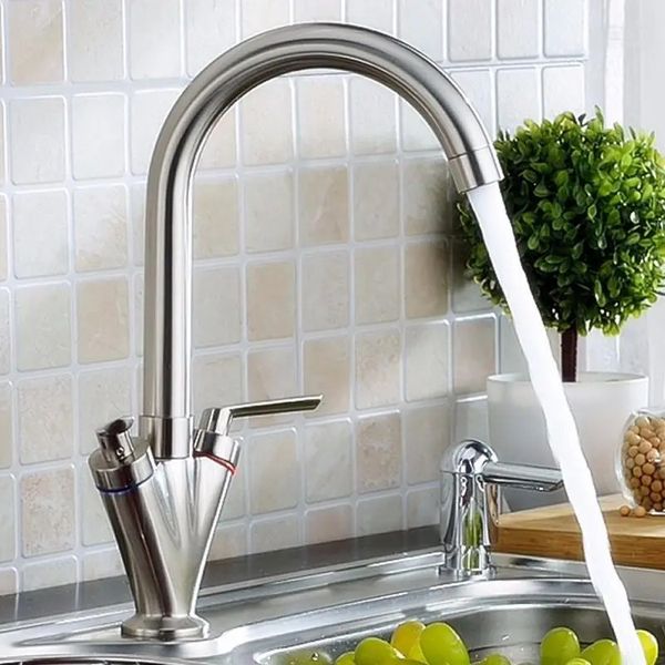 

modern double handle kitchen faucet bathroom sink rotating spout mixer tap