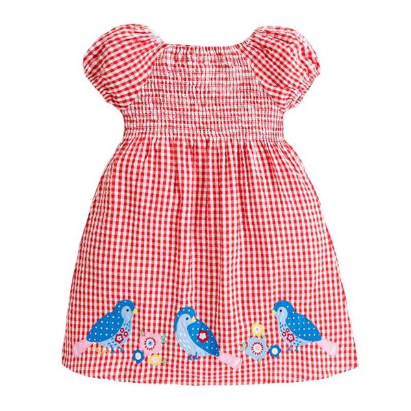 

little maven 2-7years summer baby girls dress animal applique new toddler dress cotton children kids tees girl's clothing, Red;yellow