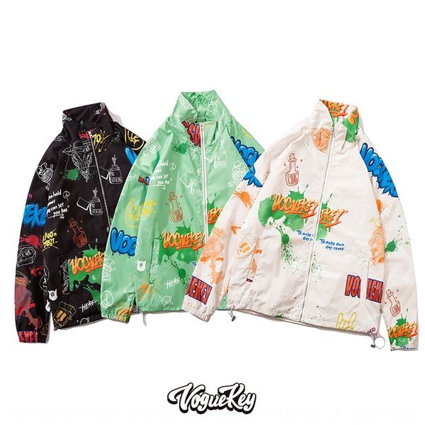 

men's street loose windbreaker trend hip hop printed jacket jacket trench coat 2020 autumn and winter, Tan;black