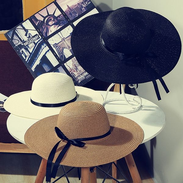 

new women's new sun straw sun beach sunshade foldable beach travel straw hat korean style large hat, Blue;gray
