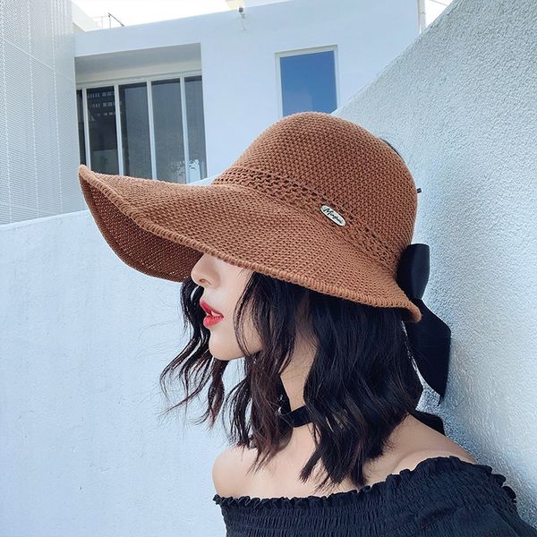 

female empty-fisherman bucket bucket ins all-match big eaves sun hat beach sunscreen sun hat, Blue;gray