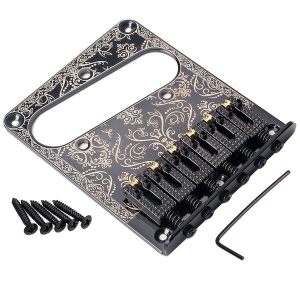

6 saddle ashtray bridge tailpiece for electric guitar (black print