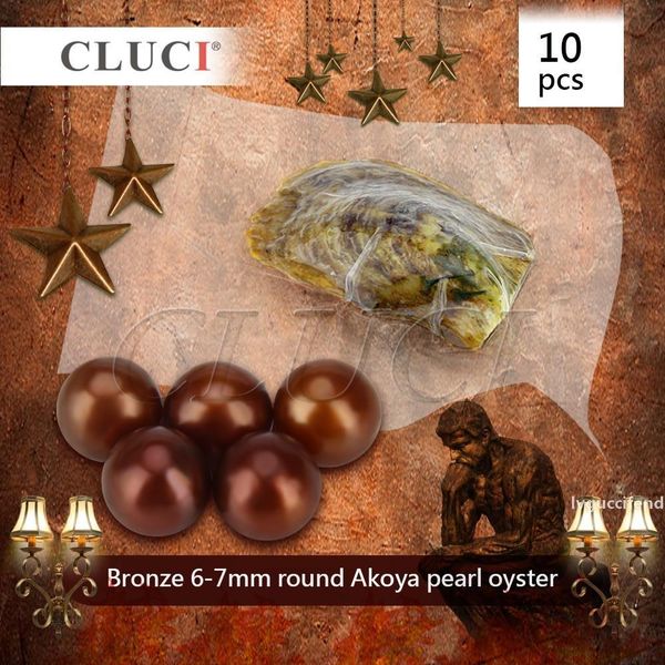 

cluci new arrival bronze pearl oysters with pearls, akoya beads for jewelry making 10pcs 6-7mm t200507