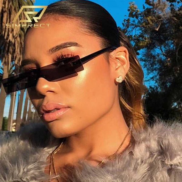 

simprect small square sunglasses women 2020 fashion siamese rimless sunglasses for women designer shades for, White;black