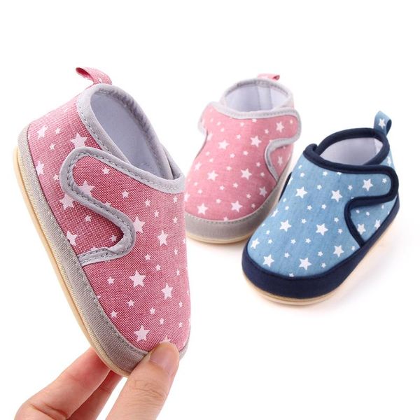 

first walkers baby shoes boy born girl zapatitos de recien nacido hard sole kids casual printed stars infant