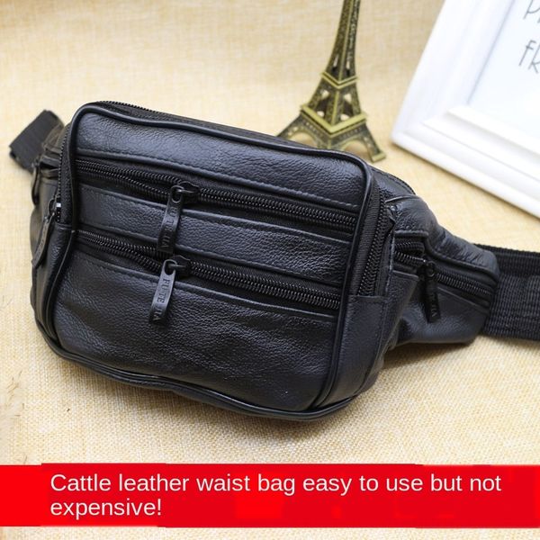 

courier one-shoulder genuine leather running running men's business cashier waist bag head layer cowhide slant riding waist bag men