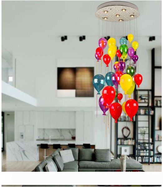 

modern led lamps multi color glass ball balloon pendant light for children room living room stair light suspension light al121