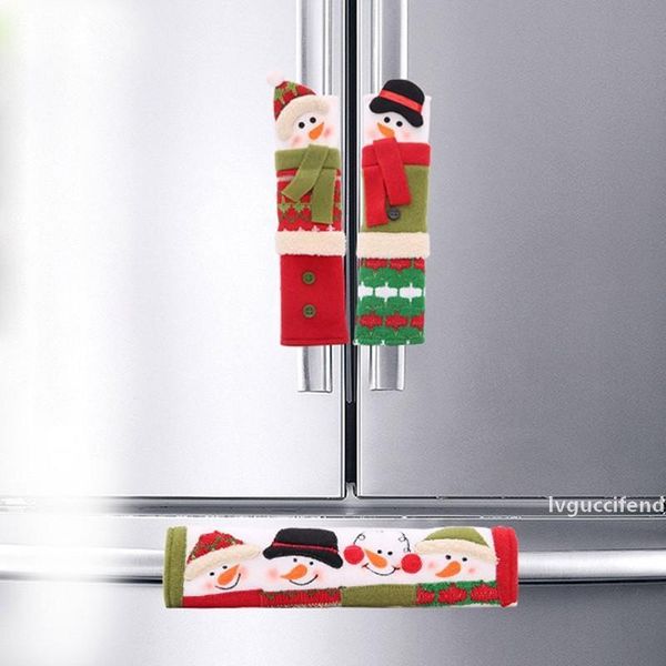 

3pcs christmas refrigerator door handle covers microwave oven dishwasher kitchen appliances gloves door handle cloth protector