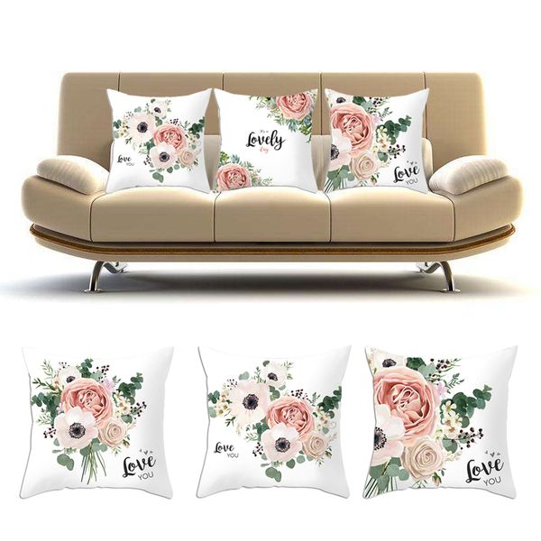 

wholesale spring decor peach skin cushion cover valentine's day gift love rose flowers sofa pillow cushion peach skin pillowcase