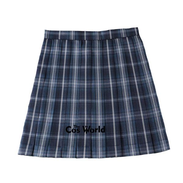 

shuge] girl's summer high waist pleated skirts plaid skirts women dress for jk school uniform students cloths, White