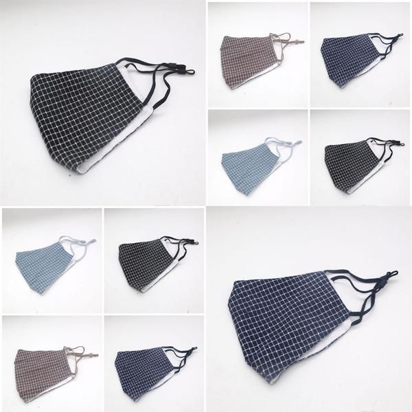 

portable riding mouth mask covers grid print earloop design anti spittle splashing dust face masks windbreak respirator mascherine 2 2sh orh