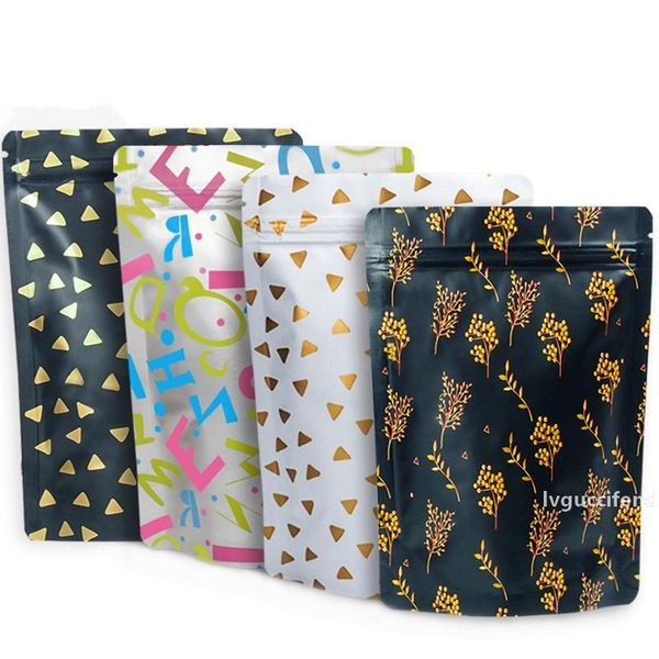 

color printed aluminum foil seal bag coffee beans fruit powder biscuit packaging bag heat sealing gift bag lx2009