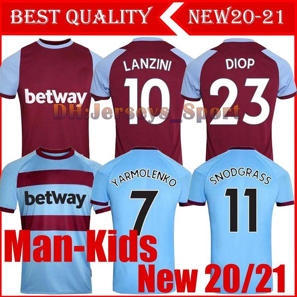 

20 21 west soccer jerseys 125th anniversary ham 2020 2021 united noble haller anderson lanzini antonio home away men kids kit football shirt, Black;yellow